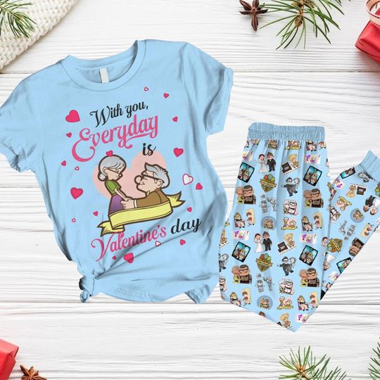 Carl And Ellie Pajamas, His Carl Her Ellie Pajamas Set, Disney Couple Pajamas Set, Up Movie Pixar Holiday Pajamas Set