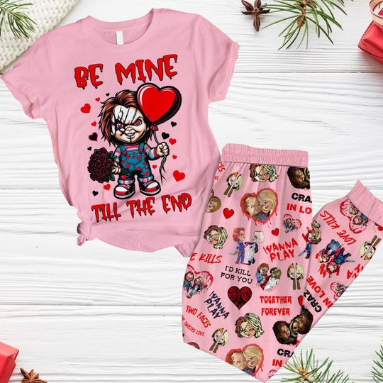 Chucky And Tiffany Pajamas, Chucky And Bride Pajamas Set, Chucky Women Pajamas, Happy Valentine Gift
