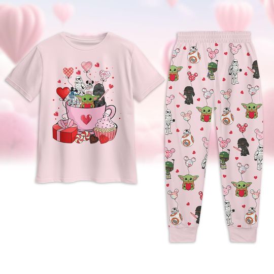 Star Wars Valentine Pajamas, Darth Vader Boba Fett Stormtrooper Pajamas Set, Disney Character Couple Pajamas Set