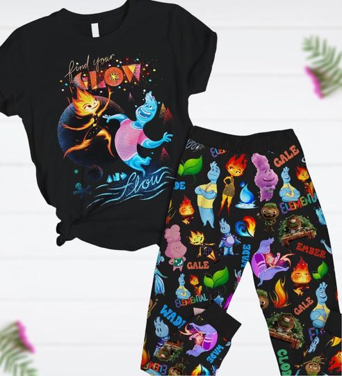 Disney Elemental Ember And Wade Pajamas Set, Elemental Chemical Reaction, Disney Pixar Elemental Pajamas Set