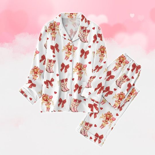 Cupid Valentine Pajamas Set, Coquette Bow Holiday Pajamas, Cute Pajamas Family, Howdy Cupid Pajamas Set