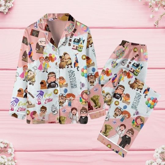 Disney Pixar Up Pajamas Set, Carl And Ellie Adventure Is Out There Pajamas, Ellie And Carl Couple Pajamas Set