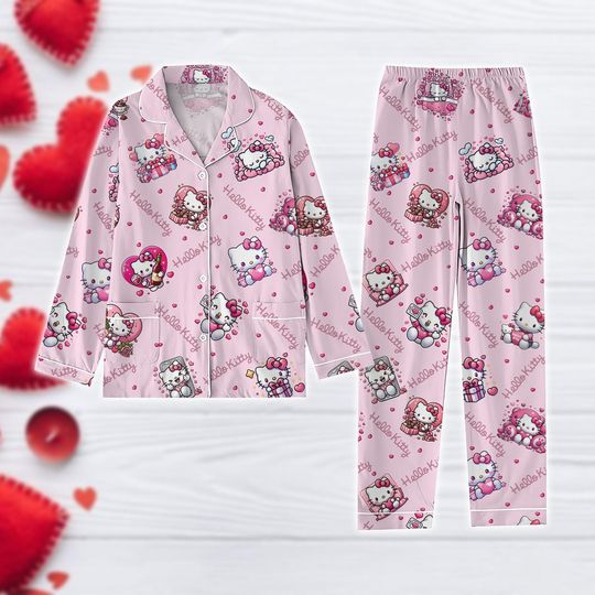 Hello Kitty Pajamas, My Melody Women Pajamas, Kitty Cat Pajamas Set, Cute Cat Pajamas Set, Hello Kitty