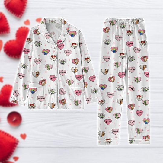 Toy Story Valentine Pajamas Set, Disney Pixar Couple Loungewear, Disney Valentines Day Gift
