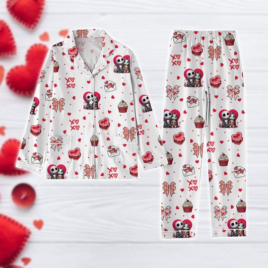 Jack And Sally Pajamas Set, Nightmare Before Coffee Shirt, Disney Matching Pajamas Set, Valentines Gift
