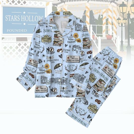 Gilmore Girls Pajamas Set, Stars Hollow Pajamas Family, Valentine Gift For Her, Dragonfly Inn Pajamas Set