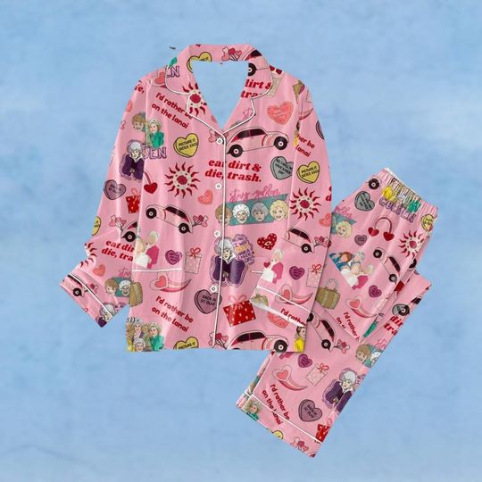 Stay Golden Pajamas Set, Stay Golden Tv Show Pajamas Set, Stay Golden Valentine Pajamas, Valentine's Day Gift