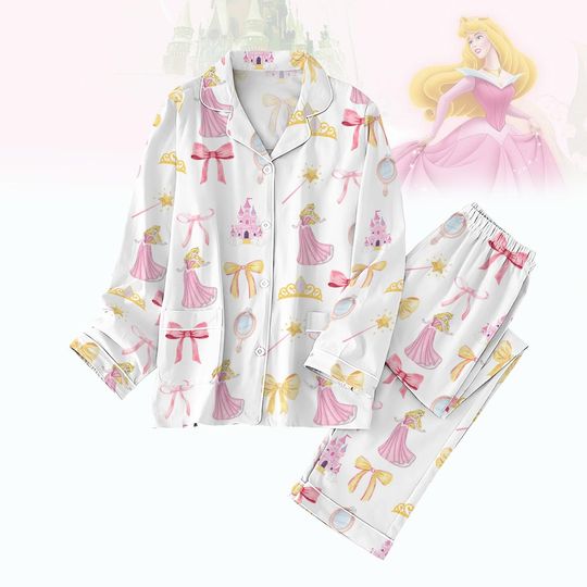 Sleeping Beauty Coquette Pajamas Set, Disneyland Trip Pajamas Family, Disney Princess Bow Pajamas Set