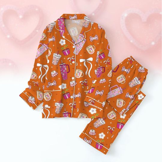 Dunkin Donuts Valentine Pajamas, Coffee Dunkin Pajamas Pants, Donut Coffee Sleepwear