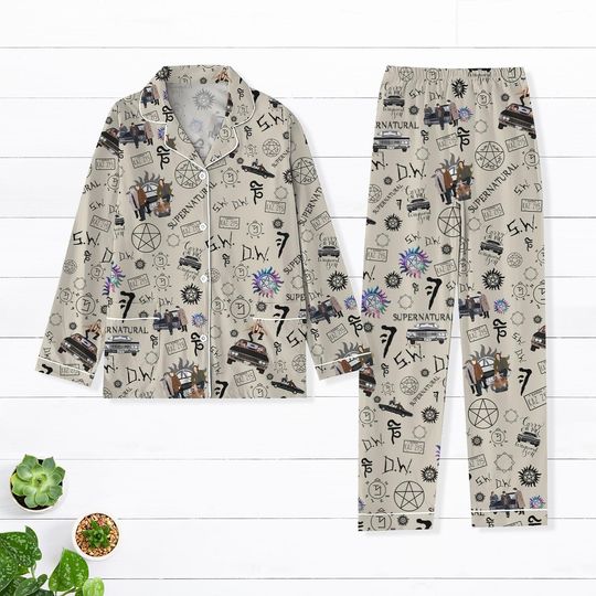 Supernatural Pajamas Set, Winchester Brothers Pajamas Family, Supernatural Pajamas Set, Valentine Gift