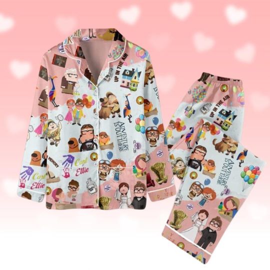 Disney Pixar Up Carl And Ellie Adventure Is Out There Pajamas Set, Ellie And Carl Couple Pajamas Set, Valentines Day
