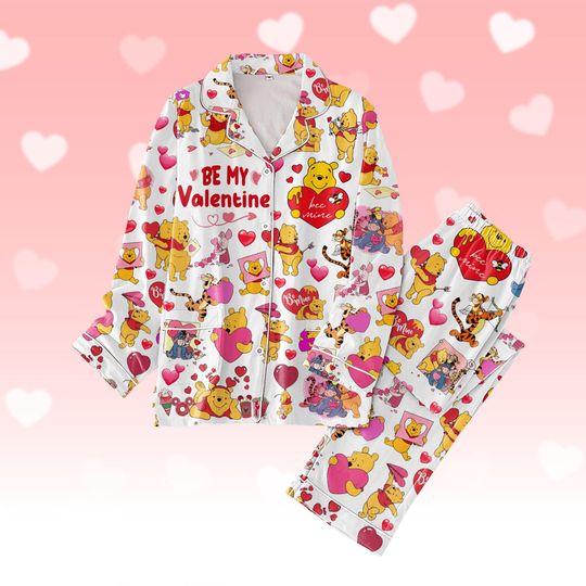 Winnie The Pooh Be Mine Valentine Pajamas Set, Pooh And Friends Pajamas, Disney Pooh And Piglet Pajamas Set