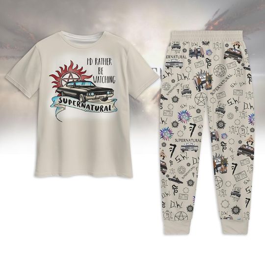 Supernatural Pajamas Set, Winchester Brothers Pajamas Set, Supernatural Holiday Pajamas, Valentine Gift