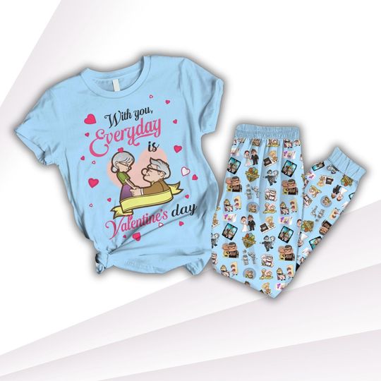 Carl And Ellie Valentine Pajamas Set, Up Movie Pajamas Family, My Adventure Book Pajamas Set
