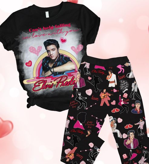 Elvis Presley Valentine Pajamas, Happy Valentine Pajamas, Elvis Presley T-Shirt Pants, Valentine Gift