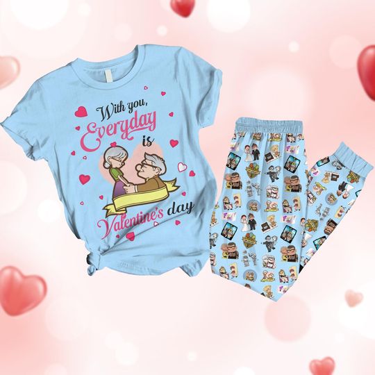 Carl And Ellie Valentine Pajamas Set, His Ellie Her Carl Pajamas Set, Disney Up Movie Pajamas Set, Valentine Gift