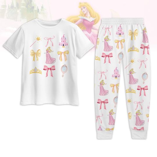 Sleeping Beauty Coquette Pajamas Set, Disney Princess Bow Pajamas Set, Disneyworld Pajamas Family, Valentine Gift