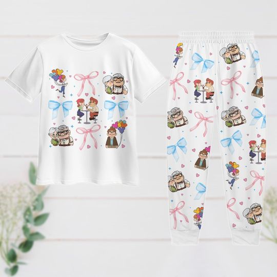 Carl And Ellie Pajamas Set, Disney Pixar Pajamas Set, Up Movie Pajamas Set, Valentine Day