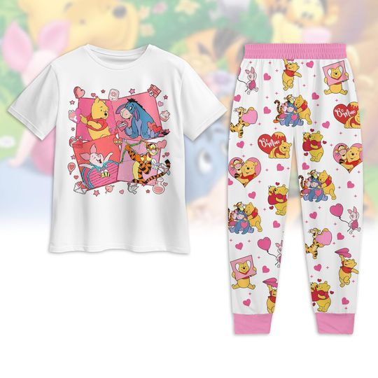Winnie The Pooh Valentine Pajamas Set, Pooh Eeyore Tigger Piglet Pajamas Set, Disneyland Holiday Pajamas Set