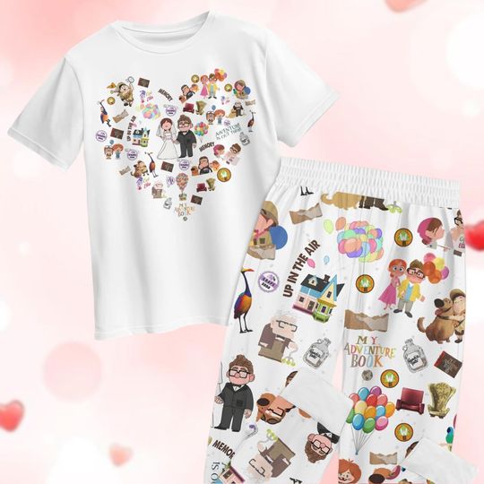 Carl And Ellie Valentine Pajamas Set, Up Movie Pajamas Set, Disney Couple Wedding Pajamas Set