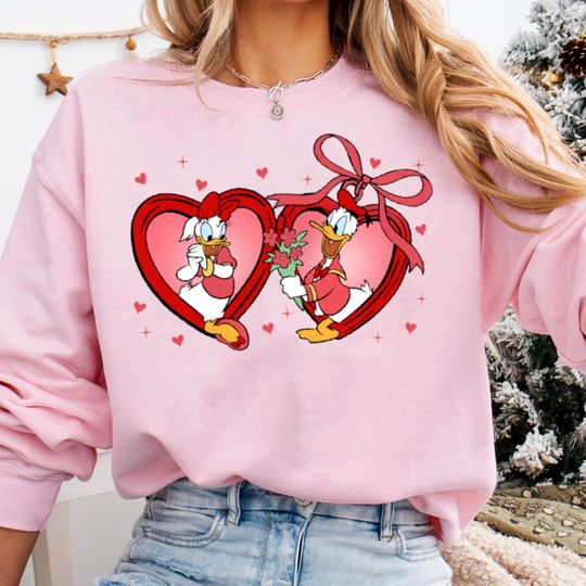 Donald and Daisy Duck Locket Sweatshirt, Valentine Gift, Trending Unisex Shirt, Disneyland Vacation Trip Gift