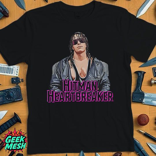 Hitman Heartbreaker T-Shirt, Black Tee with Retro Wrestling Tribute Design, Perfect Gift for Wrestling Fans, Inspired by Bret Hart