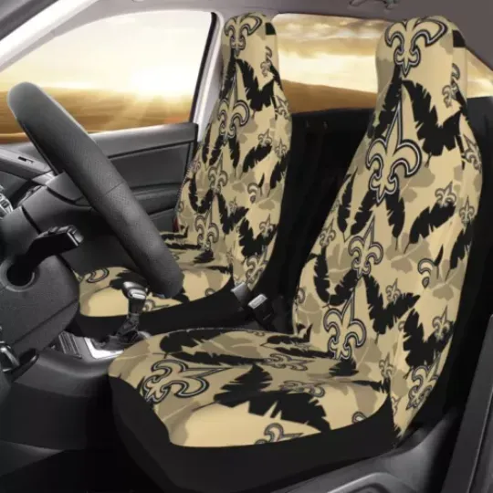 2pcs New Orleans Saints Elastic Car Seat Covers Hawaii Style Print Seat Cover