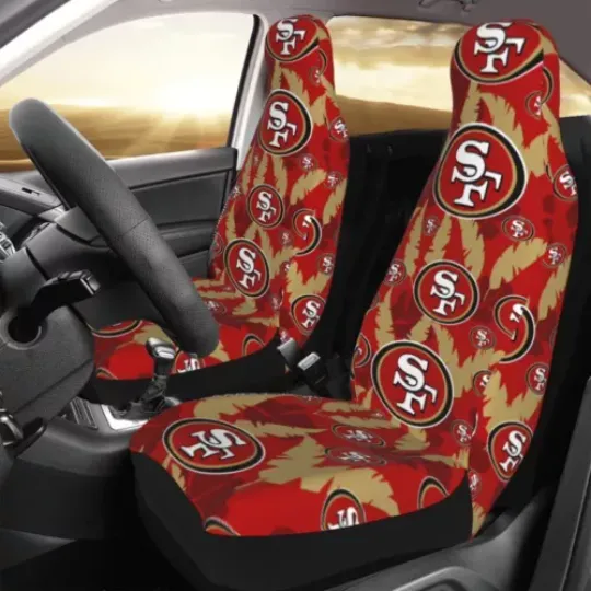 2pcs San Francisco 49ers Elastic Car Seat Covers Hawaii Style Print Seat Cover