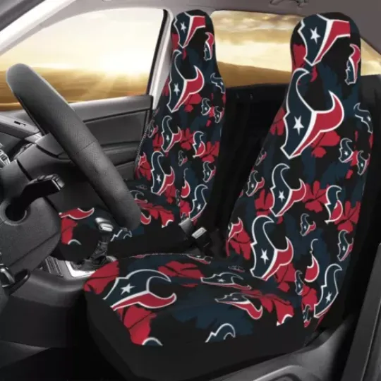 2pcs Houston Texans Elastic Car Seat Covers Hawaii Style Print Seat Cover