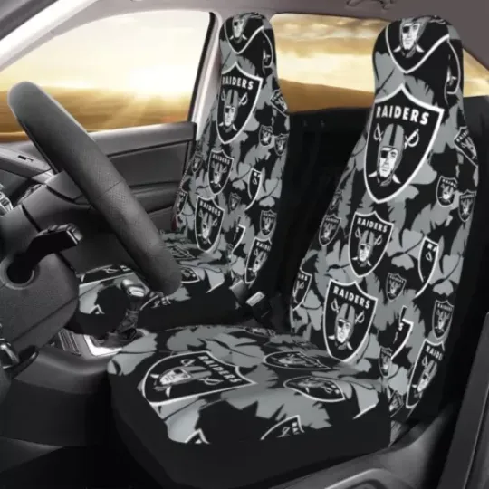 2pcs las vegas Raiders Elastic Car Seat Covers Hawaii Style Print Seat Cover