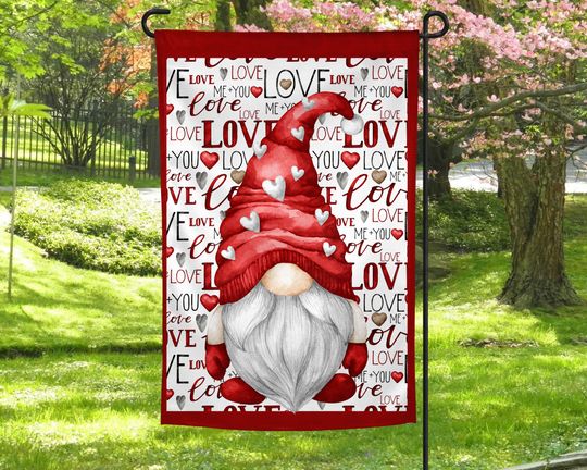 Love, Gnome, Valentines Day, February, Garden Flag, Sublimation, Digital, PNG, Design,Download, Print