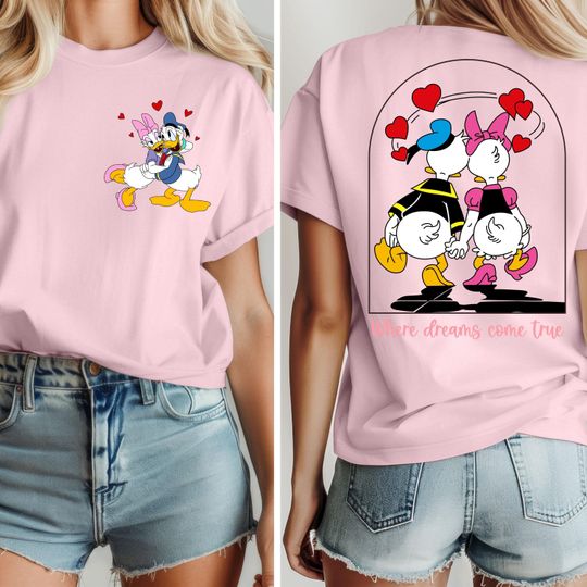 Daisy And Donald Valentine Shirt, Daisy And Donald Love Shirt, Valentine Two-Sided Shirt, Disney Couples Shirt