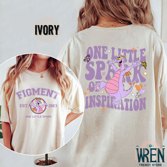Two-Sides Disney Figment Shirt, Figment Shirt, One Little Spark Of Inspiration Shirt, Purple Dragon Shirt, Disney Epcot Shirt