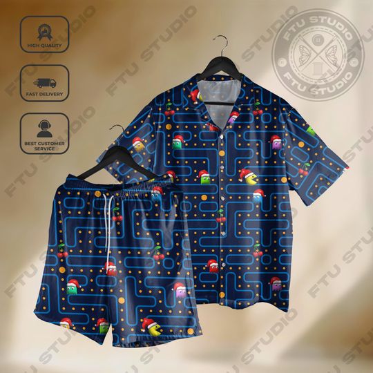 Pac Man Hawaiian Shirt Game Party Christmas Board Games Brick Game Gifts