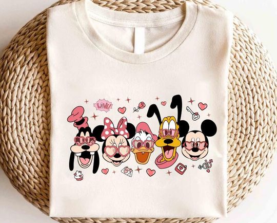 Discover Disney Mickey and Friends Valentine's Day Shirt, Disney Couple Shirt, Disney Valentine's Day Shirt, Mickey and Friends Shirt, Disney Shirt