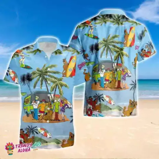 Scooby Doo Hawaiian Shirt   A Fun Addition To Your Familys Summer Beach Wardrobe