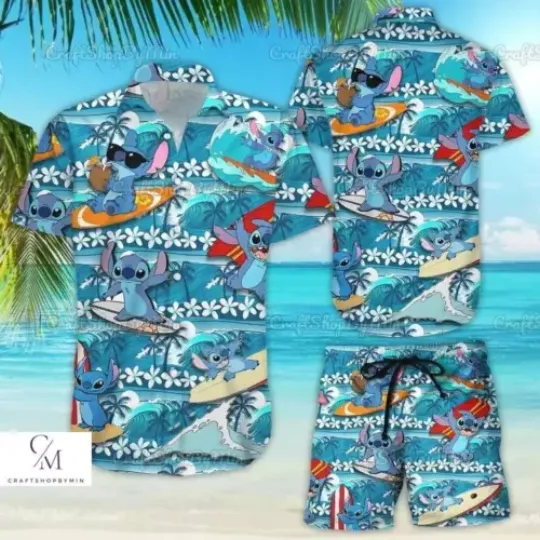 Stitch Swim 3D HAWAII SHIRT  All Over Print Father Gift Best Price