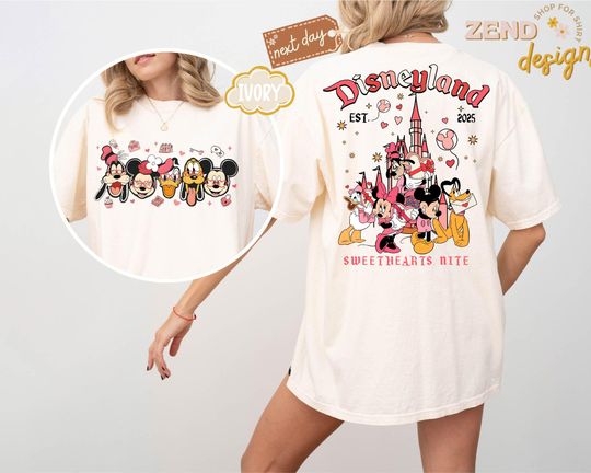 Comfort Colors Disney Mickey and Friends Sweetheart Nite Shirt, Disneyland Valentine's Day Shirt, Disney Valentines Day Shirt, Disney Couple