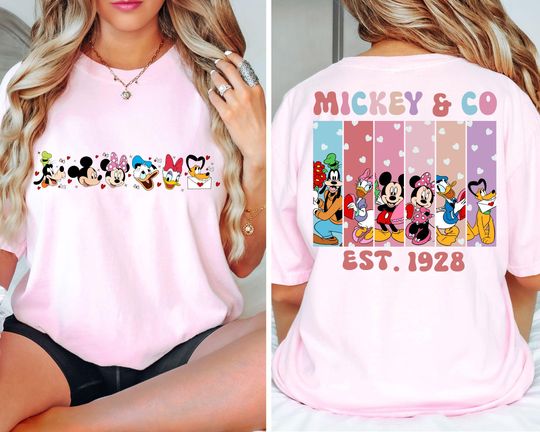 Mickey And Co Est. 1928 T-Shirt, Disney Valentines Day Shirt, Happy Valentine Shirt, Mickey And Friends Valentine Shirt, Trendy Couple Shirt