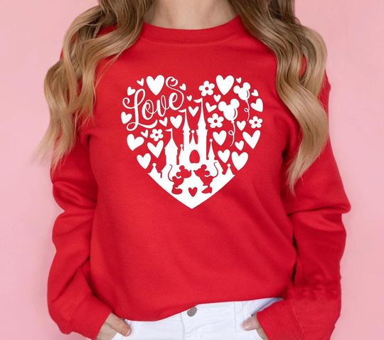 Discover Disney Valentine Day Mickey Head Sweatshirt, Mickey Head Disney Valentine Day Sweater, Disney Valentine Day Gift For Her