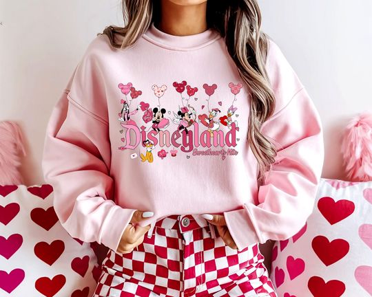 Discover Disneyland Hearts Sweatshirt, Disneyland Valentines Sweater, Mickey And Friends Valentine Sweatshirt, Valentines Day Sweatshirt