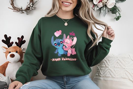 Discover Stitch Angel Disney Valentine Shirt, Valentine's Day T-Shirt, Angel Stitch Valentine Sweater, Disney Love Tee
