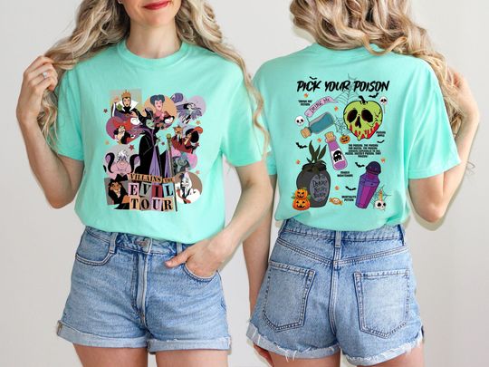 Villains The Evil Tour T-Shirt, Halloween Evil Queen 2 Side T-Shirt, Maleficent 2 Side T-Shirt, Disneyland Girl Trip T-Shirt