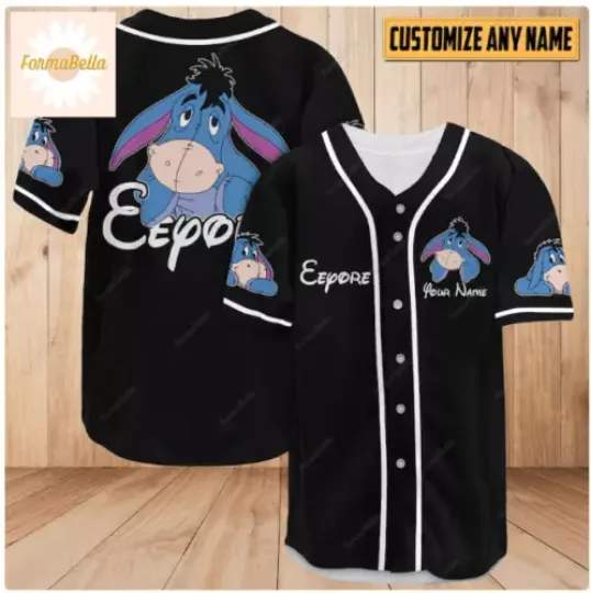 Halloween Eeyore BLACK Baseball Jersey Shirt