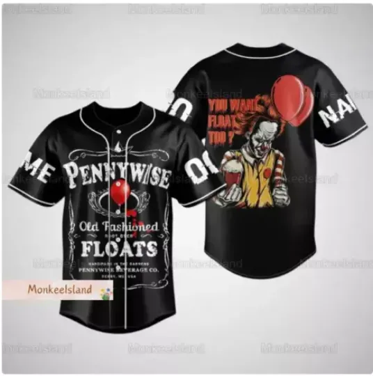 Halloween Pennywise Baseball Jersey Shirt HALLOWEEN GIFT CHRISTMAS GIFT US SIZE