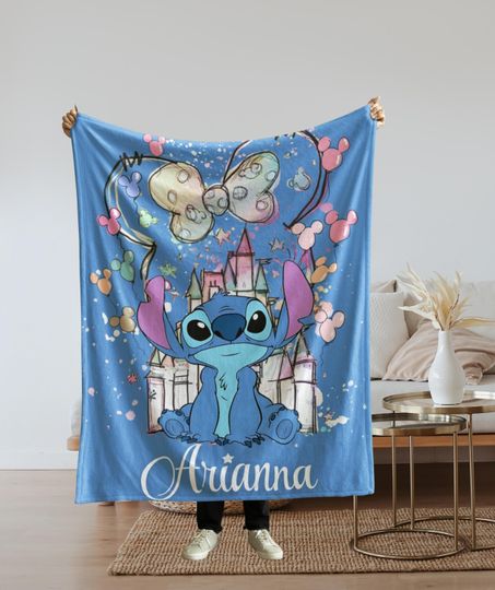Stitch Blanket, Custom Name Blanket, Disney Blanket, Custom Stitch Blanket, Disney Trip Blanket, Birthday Gift, Disney Fans, Disney Lovers