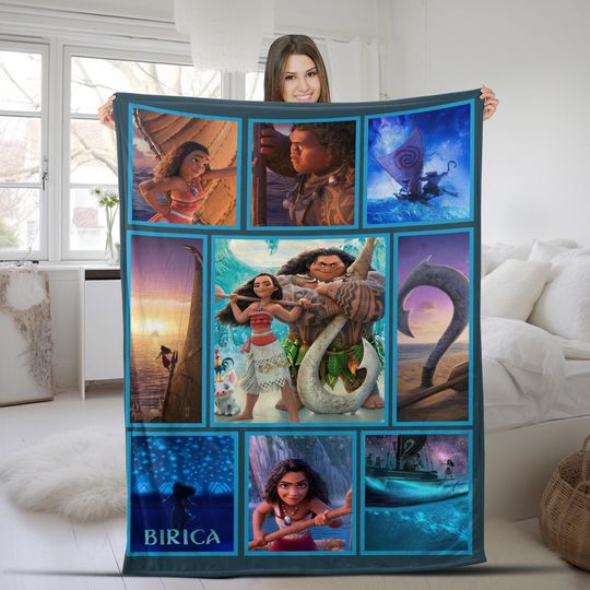 Personalized Princess Moana Blanket, Disney Princess Baby Name Blanket, Disney Moana Blanket, Moana Bedding Decor SKY11