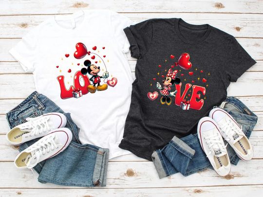 Valentine Love Cartoon Couple Sweatshirt, Happy Valentines Day Cartoon Sweatshirt, Matching Shirt Sweatshirt, Minnie Mouse Shirt,