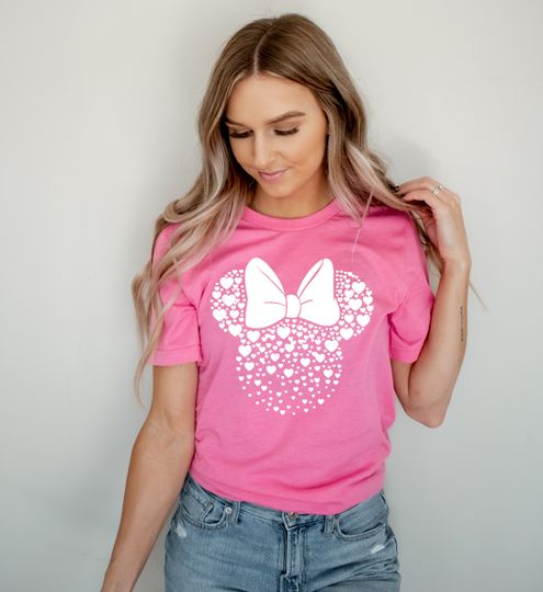 Disney Valentine's Day Shirt - Minnie Mouse Head made of Hearts - Love