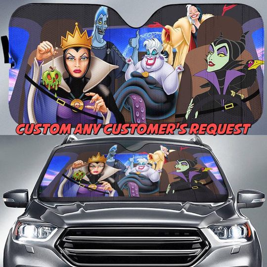 Sunshade Villains Car Sunshade, Ursula Maleficent Hades Evil Queen Villain Car Windshield, Witch Villains Car Accessories Gift
